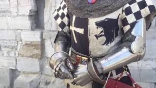 Dressing in late 14th century armour [upl. by Okiron]