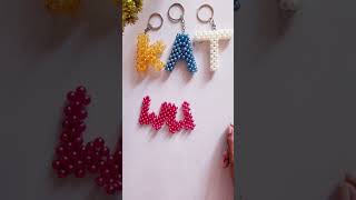 DIY beaded 3D quotMquot keychain😱subscribe if you like the video💖diy music handmade [upl. by Ytak]