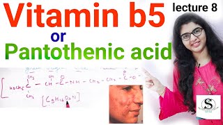 Vitamin B5 biochemistry  Pantothenic acid biochemistry in hindi  vitamin B5 deficiency  sources [upl. by Trudi]