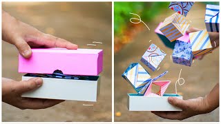 paper craft box  how to make a surprise box out of paper  origami surprise box [upl. by Arihppas]