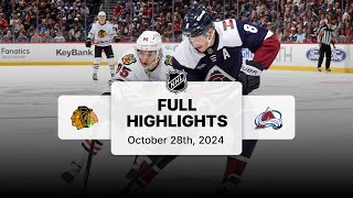 Blackhawks at Avalanche  October 28 2024  NHL Full Game Highlights [upl. by Danby]