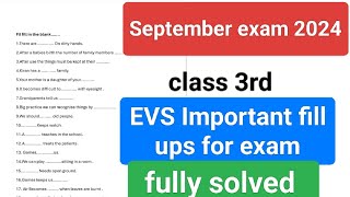 3rd class important EVs fill ups for September exam Full solved [upl. by Otiv]