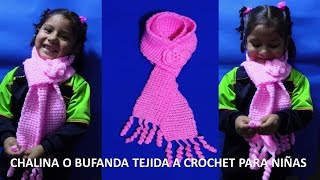 Chalina o Bufanda con Flor tejida a crochet en medio punto para niñas [upl. by Andreana488]