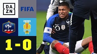 Verletzter Kylian Mbappe überschattet Sieg Frankreich  Uruguay 10  Testspiel  DAZN Highlights [upl. by Ahsiya]