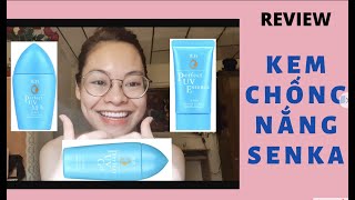 review kem chống nắng senka perfect UV essence milk gel [upl. by Airakaz521]