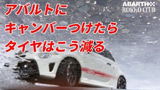 【ABARTH595】アバルトにキャンバーつけるとタイヤはこう減る [upl. by Efrem]