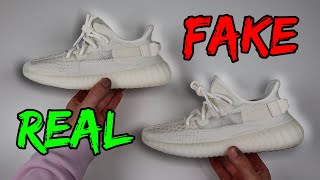 REAL VS FAKE ADIDAS YEEZY 350 V2 BONE SNEAKER COMPARISON [upl. by Ahseile]