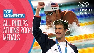 Michael Phelps  All Medal Races from Athens 2004  Top Moments [upl. by Osterhus]