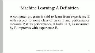 Machine Learning L1  Introduction and Well Posed Learning Problem [upl. by Matthus]