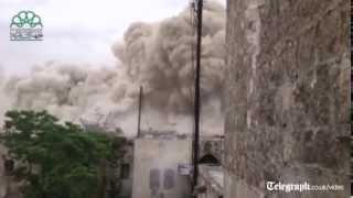 Syria footage emerges of Aleppo Carlton Hotel bomb blast [upl. by Atikcir]