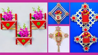 5 Amazing Wall Hanging Home Decor Craft Ideas Using Icecream sticks  Popsicle Stick crafts  DIY [upl. by Vaios858]