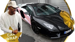 Aubameyang gets his Lamborghini Aventador wrapped Chrome Gold [upl. by Elisabeth]