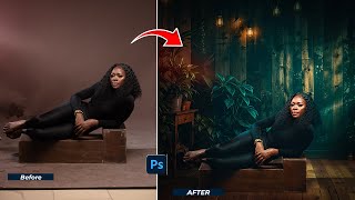 How to Edit Studio Backgrounds and Add Overlays  Free Bg  Photoshop Beginners Tutorial [upl. by Serles]