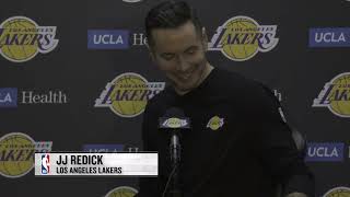 JJ Redick PostGame Interview Lakers Clutch Win Over Kings 131127 [upl. by Nnyltak]