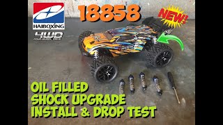 HAIBOXING 18858 Hailstorm Truggy Oil Filled Shock Upgrade  Install amp Drop Test [upl. by Beaufort]