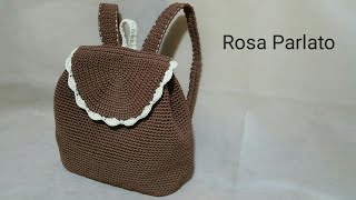 rosaparlato borsauncinetto Zainetto Uncinetto Tutorialmochila de ganchilloRucksack häkeln [upl. by Ardnasal]