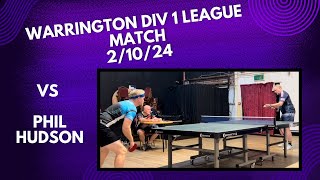 Neil Myatt vs Phil Hudson Short pips both sides  Warrington Div 1 League Match  21024 [upl. by Atena728]