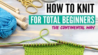 How to knit for beginners  the continental way  slow motion [upl. by Niatsirk]