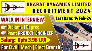 BDL Recruitment 2024 Project Engineer  Salary Up to 396 LPA  Apply Now [upl. by Aicitan983]