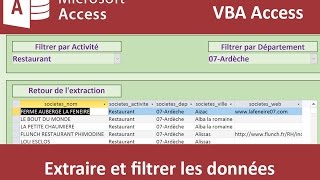 Extraire et filtrer les données en VBA Access [upl. by Nysa]