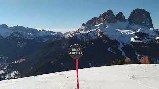 Skiing in Belvedere ski area Canazei Dolomites Val di Fassa [upl. by Porett]