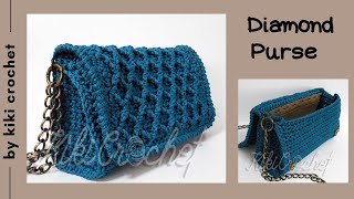 Crochet Diamond Stitch Purse pt 12 [upl. by Anirt685]