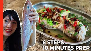 CHEAT MalaysianChinese STEAMED FISH Recipe 6 EASY Steps [upl. by Ronny]