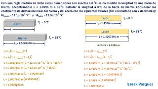 Dilatación lineal Ejercicio 3 Regla métrica de latón usada para medir barra de hierro [upl. by Lolanthe935]