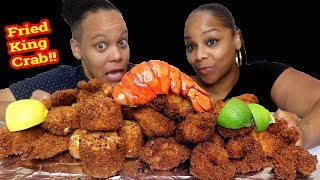 Fried Seafood Mukbang King Crab Lobster Scallops Shrimp [upl. by Graig]