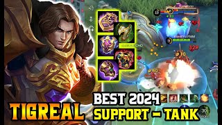 TIGREAL SUPPORT COMBO 🔥🔥  BUILD AND EMBLEM  BUILD Top 1 Global TIGREAL MLBB [upl. by Isahella987]