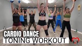 CARDIO DANCE  Toning Workout At Home  8Lb Dumbbells [upl. by Ecnarf]