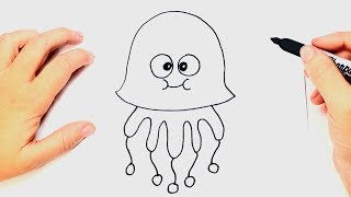 How to draw a Jellyfish Step by Step  Easy drawings [upl. by Buatti887]