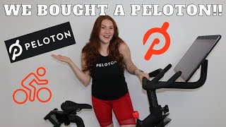 WE BOUGHT A PELOTON BIKE  unboxing family package first impression how it works storage [upl. by Nesahc287]