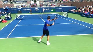 Roger Federer Slow Motion Forehand amp Backhand Court Level View  ATP Tennis Federer Training [upl. by Elam270]