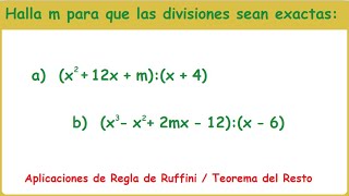 Teorema del Resto y Ruffini con parámetro [upl. by Artair7]