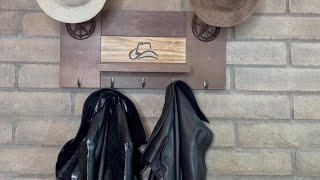 Cowboy Hat Holder for Wall with Shelf and 5 Hooks [upl. by Allehcim372]