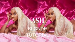 Ash blonde tutorial Watercolor Method on 613 Frontal Wig 613 watercolor baddies ashblondehair [upl. by Santos]