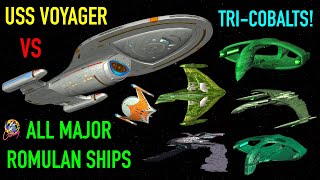 USS Voyager VS All Major Romulan  Reman Ships  Star Trek Starship Battles [upl. by Tail]