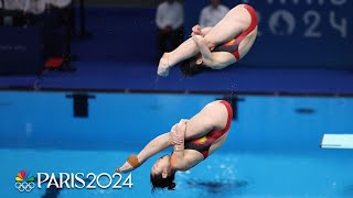 China remains dominant wins gold in womens 3m synchro springboard  Paris Olympics  NBC Sports [upl. by Nnairret]