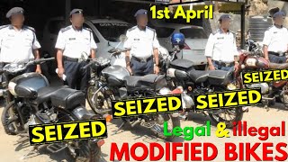 Modified Bikes Seized amp Fined After 1st April  illegal Modification Details [upl. by Teyugn]