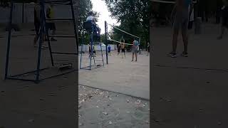 Beach volleyball cool ball block and center pass [upl. by Schuler272]