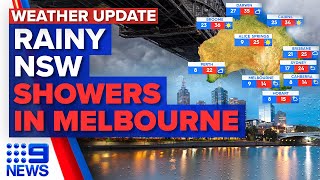 More rain across NSW Rain in Brisbane and Melbourne  9 News Australia [upl. by Jorin]