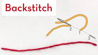 Backstitch  How to quick video tutorial  hand embroidery stitches for beginners [upl. by Calan]