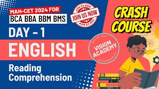 English Reading Comprehension  Day 1  MAH CET 2024 for BCA BBA BMS BBM 🚀 FREE Crash Course [upl. by Haas146]