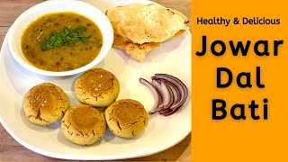 Jowar Dal Bati Recipe  Dal Bati Recipe  Jowar Daal Bati Recipe in Oven  Sorghum Recipes [upl. by Ycnej]