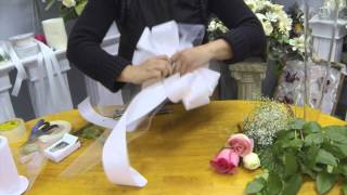 How to Make Pew Bows with Tulle Ribbon and Fresh Flowers [upl. by Leinnad]