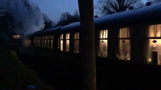 Evening departure Santa train depart Shackerstone station 101223 [upl. by Annaierb807]