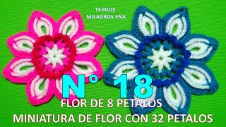 Como tejer la Flor N° 18 a crochet para aplicar en tapetes centros de mesa y cuadrados para colchas [upl. by Krutz]