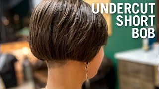 SUPER SHORT AND SEXY UNDERCUT FRENCH BOB  HFDZK Haircut tutorial [upl. by Yatnuhs609]