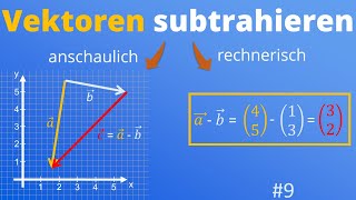 Vektoren subtrahieren  Anschaulich und rechnerisch  Koordinatengeometrie Vektorgeometrie 9 [upl. by Noyad]